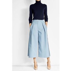 Roksanda Deven Pleated Culottes 21" / UK 8 / US 4 / Blue High Rise Wide Leg